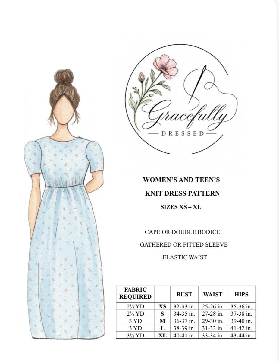Printed Knit Dress Pattern (The Chloe) – Gracefully Dressed
